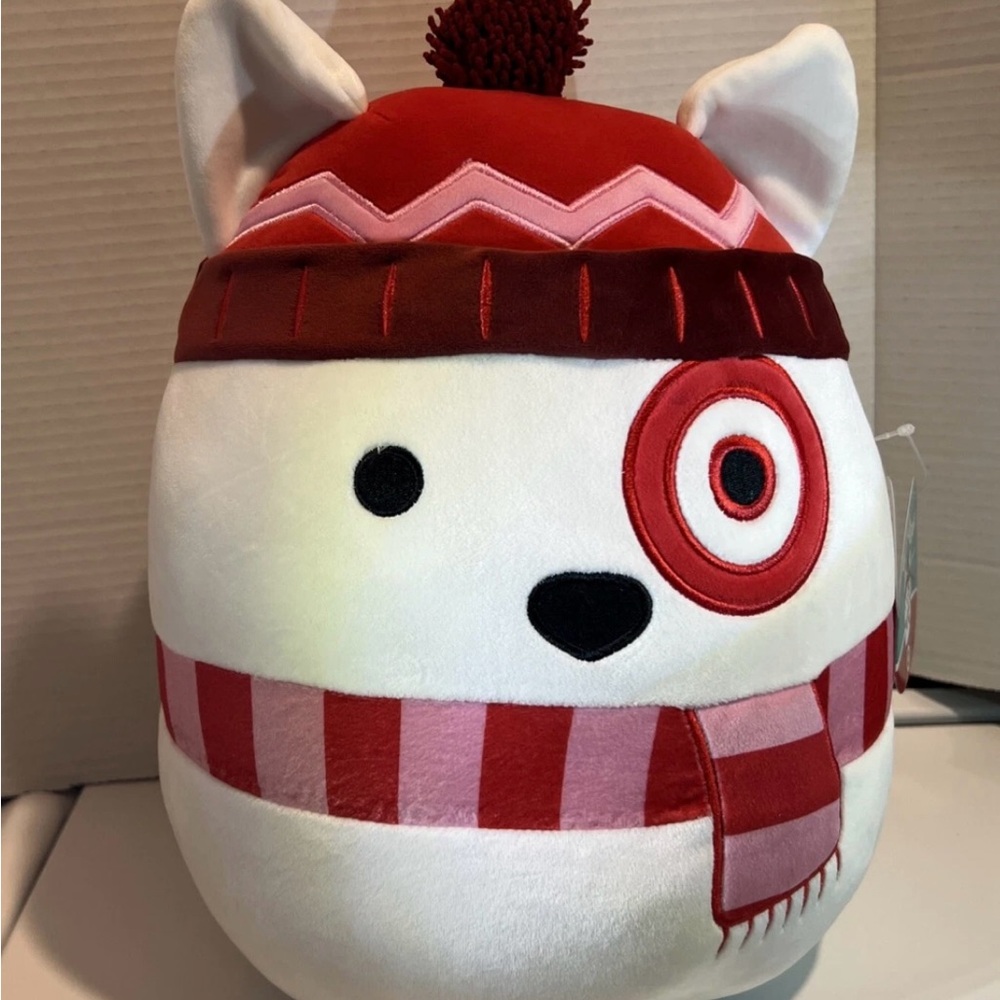 NWT 2024 Squishmallow Bullseye Target Dog Mascot Winter Berry 12” Christmas